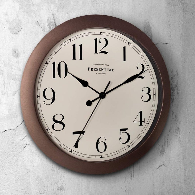Presentime & Co 11.5" Farmhouse Antique Bronze/Rustic Round Decorative Wall Clock, Quartz Movement, Battery Operated, Rustic Bronze Finish - Image 2